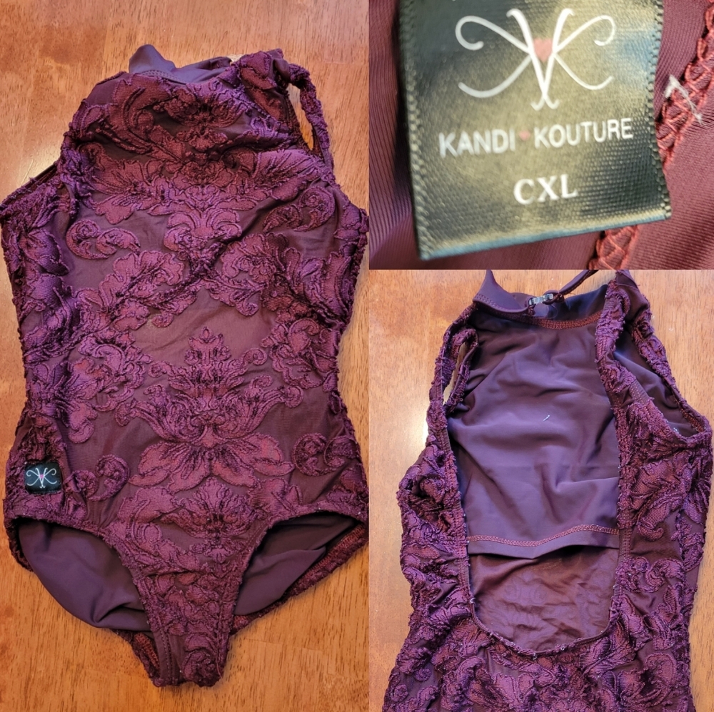 Kandi Kouture Ari lace wine leotard CXL